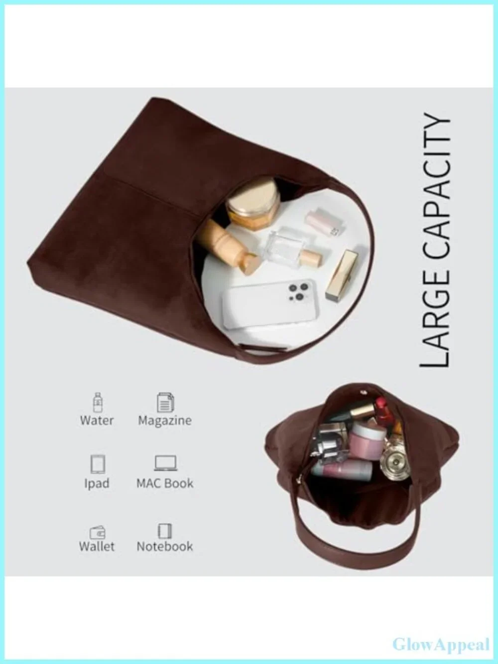 Faux Leather Tote Bag Women Shoulder Hobo Travel Handbag Work Purse
